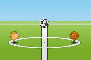 Két rajzfilmfigura áll egy focilabda mellett egy futballpálya közepén