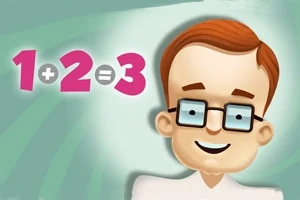 Egy rajzolt, szemüveges férfi mosolyog, miközben mellette a 1 + 2 = 3 matematikai kifejezés szerepel