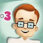 Egy rajzolt, szemüveges férfi mosolyog, miközben mellette a 1 + 2 = 3 matematikai kifejezés szerepel