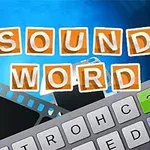 Narancssárga betűkkel írt 1 SOUND 1 WORD szöveg, fotófilm és billentyűzet részleteivel kiegészítve