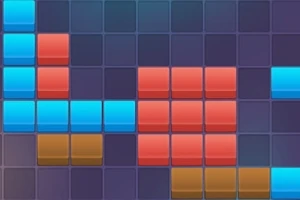 Színes, különböző alakzatokat formáló blokkok tetris-szerű elrendezésben egy kék háttéren