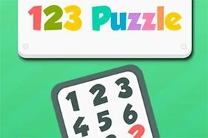 Színes 123 Puzzle felirat és egy számos játéktábla zöld háttérrel