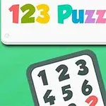 Színes 123 Puzzle felirat és egy számos játéktábla zöld háttérrel