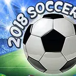 Focipálya közepén egy nagy labda, háttérben reflektorfényes stadionnal és 2018 Soccer Cup felirattal