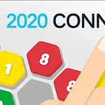 Ujj érint egy színes hatszögű csempét számokkal és a 2020 CONNECT felirattal