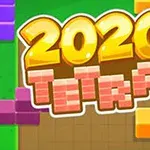 Színes blokkdarabok és a 2020 felirat, zöld háttérrel