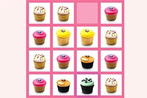 Rózsaszín háttérrel és négyzetes elrendezésben különböző színű és díszítésű cupcake-ek láthatók
