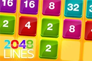 Színes négyzetek számszerű értékekkel és a 2048 Lines felirat