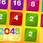 Színes négyzetek számszerű értékekkel és a 2048 Lines felirat