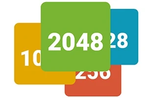 Színes négyzetek egymásra helyezve, középen a 2048 felirattal