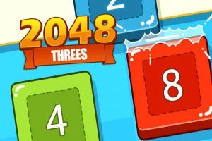Színes számokból álló blokkok: 2048, egy kék 2-es, egy zöld 4-es és egy piros 8-as
