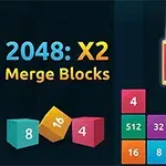 Színes számozott blokkok, köztük egy kiemelt 2048 blokk, fekete háttérrel