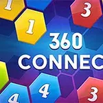 Színes hatszögletű csempék számozással és a 360 Connect felirat középen kék háttérrel