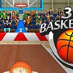 3D kosárlabdapálya nézőkkel a háttérben és egy kosárlabda a kép előterében