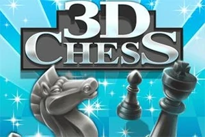 Háttérben kék csillogás, előtérben sakktáblán lovas figura, gyalog és király, fölöttük nagy 3D Chess felirat