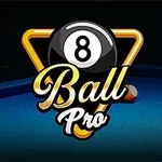 Egy biliárdasztalon lévő golyók, középen a 8 Ball Pro grafika