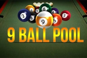 Biliárdgolyók lebegnek egy zöld asztal felett, a középpontban a 9 Ball Pool felirat