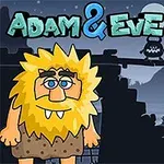 Egy rajzfilmszerű, szőrös, szakállas figura barlangi ember ruhában egy sötét, éjszakai háttér előtt