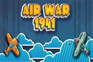 Színes felhőkkel és két retro repülőgéppel díszített kék háttér, amelyen Air War 1941 felirat szerepel
