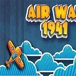 Színes felhőkkel és két retro repülőgéppel díszített kék háttér, amelyen Air War 1941 felirat szerepel