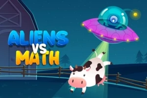 Egy rajzfilmes UFO tehenet rabol el egy karám mellett éjszakai égbolt alatt