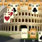 Kártyalapok lebegnek a római Colosseum háttér előtt