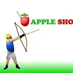 Két rajzolt figura, az egyik íjat tart, a másik fején alma van, háttérben a Apple Shooter szöveg