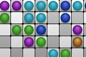 Arcade Lines Deluxe Színes gömbök sorakoznak egy négyzetrácsos, szürke háttérrel rendelkező felületen