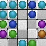 Arcade Lines Deluxe Színes gömbök sorakoznak egy négyzetrácsos, szürke háttérrel rendelkező felületen