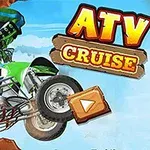 Egy zöld quad motoros ugrik a levegőbe kék háttér előtt, mellette az ATV Cruise felirat