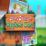 Egy szőke kislány mosolyog rózsaszín ruhában, mellette Baby Hazel Hygiene Care felirat és két kisebb kép látható