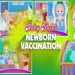 Baba Hazel mosolyog a kiságy felett, több kép keretezi a jelenetet, újszülött környezetben