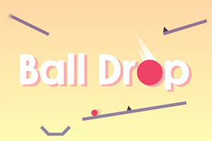 A kép egy világos háttéren fehér betűkkel írt Ball Drop feliratot, valamint néhány ferde vonalat és egy piros pöttyöt ábrázol