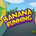 Egy mosolygó, cipőt és kesztyűt viselő banán figura egy rajzfilmszerű utcán