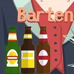 Három üveg ital és egy koktélpohár jelenik meg egy öltönyös figura előtt, a Bartender felirattal