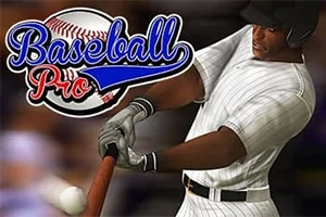 Baseball játékos ütése közben, mellette Baseball Pro felirat