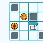 3x3-as rács néhány szürke négyzettel, két kosárlabdával és egy kosárpalánkkal