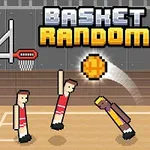 Pixeles kosárlabdapálya két csapattal és egy pattogó labdával