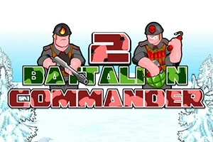 Két katona rajzolt figurája látható, akik fegyvert tartanak a kezükben, mögöttük a 2 Battalion Commander felirat található, havas háttérrel