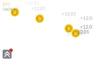 Arany színű bitcoin érmék lebegnek fehér háttér előtt számos értékkel és számokkal körülvéve