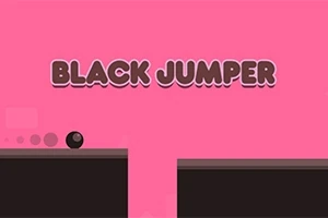Rózsaszín háttér előtt egy fekete labda és a Black Jumper felirat látható, két platform között