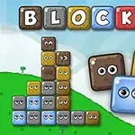 Színes, szemekkel ellátott blokkok különböző színekben egy dombos háttér előtt, a BLOCKS felirat tetején elhelyezve