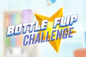 Színes csillag háttér előtt lebegő palack és Bottle Flip Challenge felirat