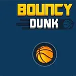 Kék háttér előtt egy kosárlabda és a Bouncy Dunk felirat látható