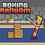 Két pixeles bokszoló színes ruhában, ringben, mögöttük fa ládák