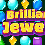 Színes, különböző alakú drágakövek, ásványok, háttérben vastag, sárga betűkkel a Brilliant Jewels felirat