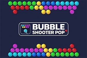Színes golyók sorai sötét háttérrel és középen a Bubble Shooter Pop felirat