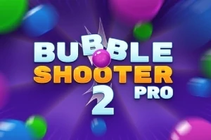 Színes buborékokkal teli sötétlila háttér előtt a Bubble Shooter 2 Pro felirat látható