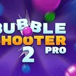 Színes buborékokkal teli sötétlila háttér előtt a Bubble Shooter 2 Pro felirat látható