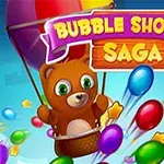 Egy barna medve ül egy hőlégballon kosarában, körülötte színes buborékok és csillagok lebegnek a kék háttér előtt